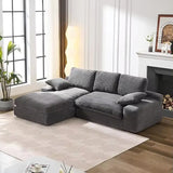 98.4" Sectional Sofa | Cloud Modular L-Shaped Couch with Chaise | Corduroy Modern Upholstered Couches