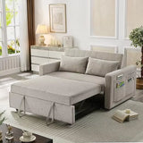 Fabric Convertible Sofa Bed, Pull Out Sleeper Sofa Bed, Loveseat Couch with Side Pocket, 3 in 1 Convertible Sleeper Sofa Bed