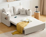 3 in 1 Convertible Sofa Bed, 56" Full Size Loveseat Sleeper Sofa Couch Bed, Sleeper Sofa Bed with Storage Pocket, USB, Dark Grey