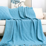 Nordic Knitted TV Blankets Bed End Decor Drop Ship Shawl Sofa Blanket with Tassels Scarf Sofa Emulation Fleece Throw Blanket