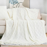 Nordic Knitted TV Blankets Bed End Decor Drop Ship Shawl Sofa Blanket with Tassels Scarf Sofa Emulation Fleece Throw Blanket