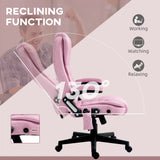 Massage Office Chair with 6 Points Heat Linen Executive Office Chair Pink