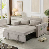 Fabric Convertible Sofa Bed, Pull Out Sleeper Sofa Bed, Loveseat Couch with Side Pocket, 3 in 1 Convertible Sleeper Sofa Bed