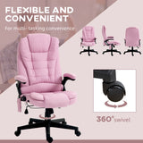 Massage Office Chair with 6 Points Heat Linen Executive Office Chair Pink
