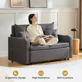 3 in 1 Convertible Sofa Bed, 56" Full Size Loveseat Sleeper Sofa Couch Bed, Sleeper Sofa Bed with Storage Pocket, USB, Dark Grey
