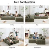 118" Modern L-Shaped Modular Sectional Sofa, Boneless Couches for Living Room, Corduroy Upholstered Sofa