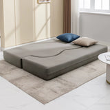 Queen Size Folding Sofa Bed, Futon Sofa Couch with Faux Leather, Convertible Sofá Sleeper Bed with Memory Foam, Foldable Floor C