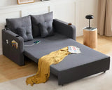3 in 1 Convertible Sofa Bed, 56" Full Size Loveseat Sleeper Sofa Couch Bed, Sleeper Sofa Bed with Storage Pocket, USB, Dark Grey