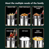 Stainless Steel Deep Fryer with Frying Basket Multifunctional Small Pot Kitchen Specific Frying Chicken and  Cooking Tools