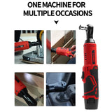 12V Cordless Right Angle Electric Wrench 45NM 3/8 Inch Ratchet Wrench Disassembly Nut Car Maintenance Tool with 4 Sockets