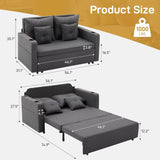 3 in 1 Convertible Sofa Bed, 56" Full Size Loveseat Sleeper Sofa Couch Bed, Sleeper Sofa Bed with Storage Pocket, USB, Dark Grey