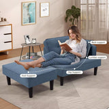 Recliner Sofa Bed, Convertible Small Sectional Couches for Living Room, Sofa Cama Moderno with Chaise & 2 Pillow, Couches for S