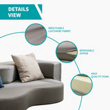 Queen Size Folding Sofa Bed, Futon Sofa Couch with Faux Leather, Convertible Sofá Sleeper Bed with Memory Foam, Foldable Floor C