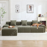 118" Modern L-Shaped Modular Sectional Sofa, Boneless Couches for Living Room, Corduroy Upholstered Sofa