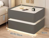 Modern Style Solid Wood Bedside Table with Wireless Charging Smart 2 Drawers Bedroom Nightstands with Lock 40Cm