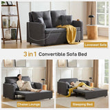 3 in 1 Convertible Sofa Bed, 56" Full Size Loveseat Sleeper Sofa Couch Bed, Sleeper Sofa Bed with Storage Pocket, USB, Dark Grey