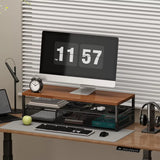 2-Tier Computer Monitor Stand Riser with Drawer Office Organizer Desk Monitor Riser Office Desk Accessories for Office Supplies