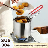 Stainless Steel Deep Fryer with Frying Basket Multifunctional Small Pot Kitchen Specific Frying Chicken and  Cooking Tools