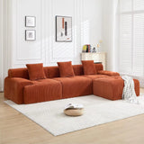 118" Modern L-Shaped Modular Sectional Sofa, Boneless Couches for Living Room, Corduroy Upholstered Sofa